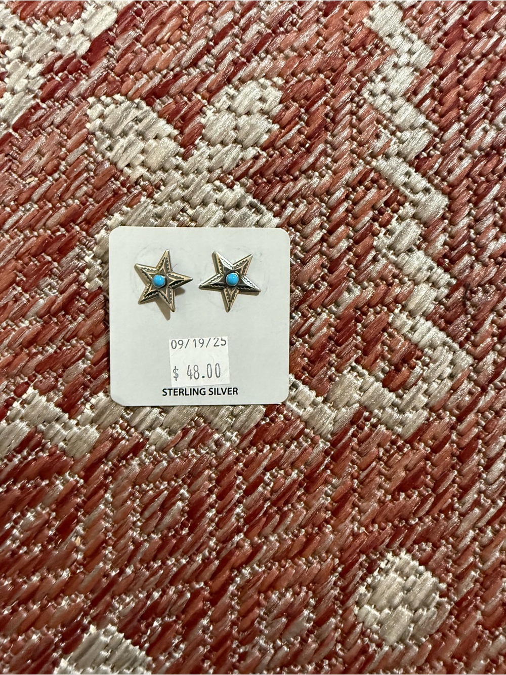 Sterling Silver Star Turquoise Stud Earrings